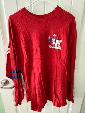 Disney Red Mickey Mouse Graphic Tee with Blue Accent